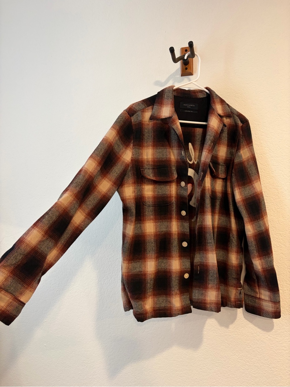 AllSaints Plaid Jacket in Brown & Cream